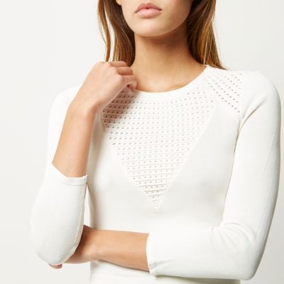 White knitted pointelle top
